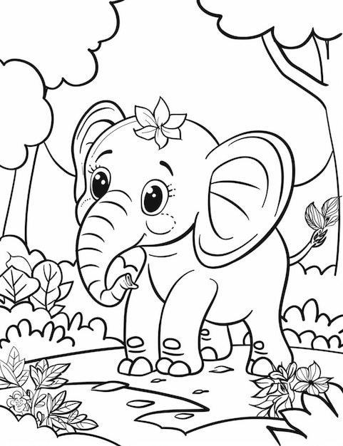 Mooie olifant te kleuren