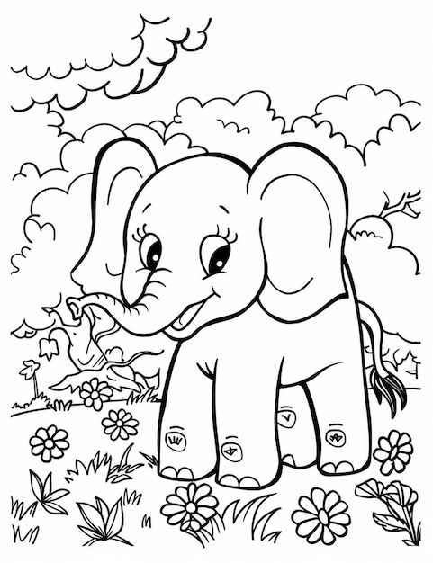 Mooie olifant te kleuren