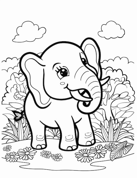 Mooie olifant te kleuren