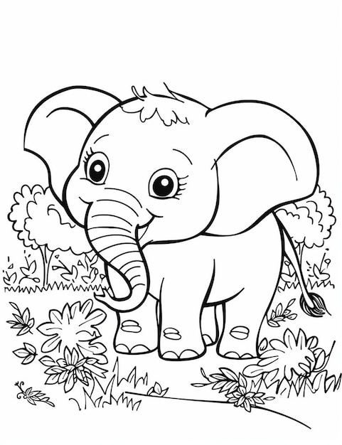 Mooie olifant te kleuren
