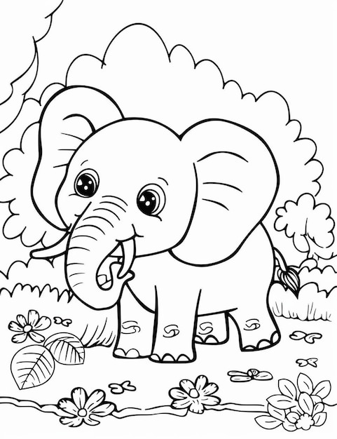Mooie olifant te kleuren