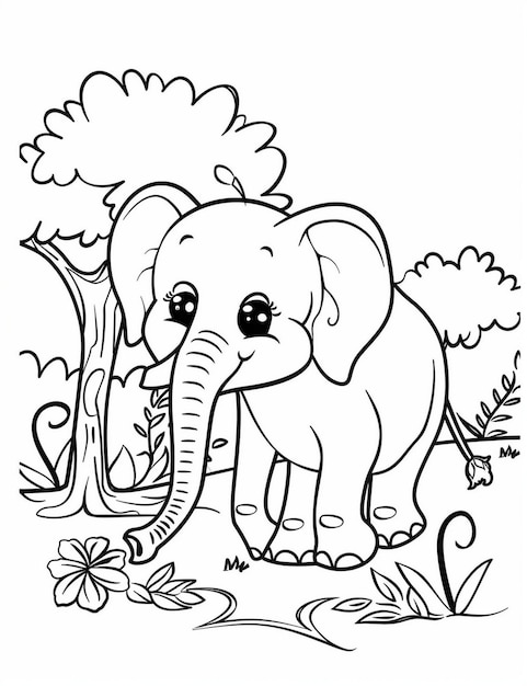 Mooie olifant te kleuren
