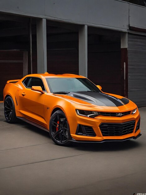 Mooie oranje achtergrond van de auto, gemaakt door AI.