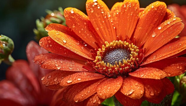 Mooie oranje gerbera bloem met dauwdruppels op de bloemblaadjes