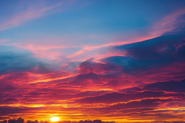 Mooie oranje lucht en wolken bij zonsondergang