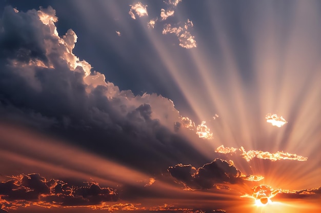 Mooie oranje lucht en wolken bij zonsondergang