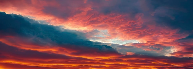 Mooie oranje lucht en wolken bij zonsondergang