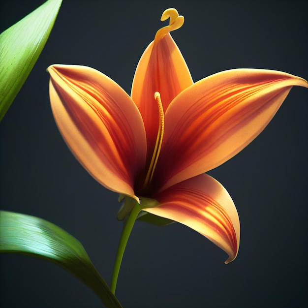 Mooie Oranje Tango Lily-bloem op de achtergrond van de grungemuur