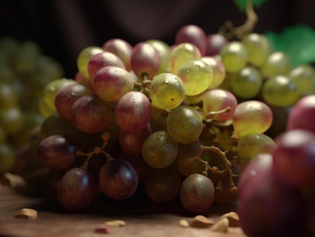 Mooie organische achtergrond van vers geplukte druiven gecreëerd met Generative AI technologie