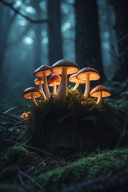 Mooie paddestoelen groeien in het herfstbos.