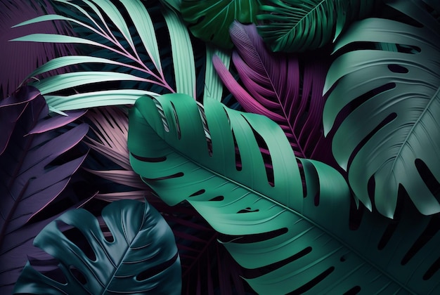 Mooie palmbladeren generatieve AI als achtergrond