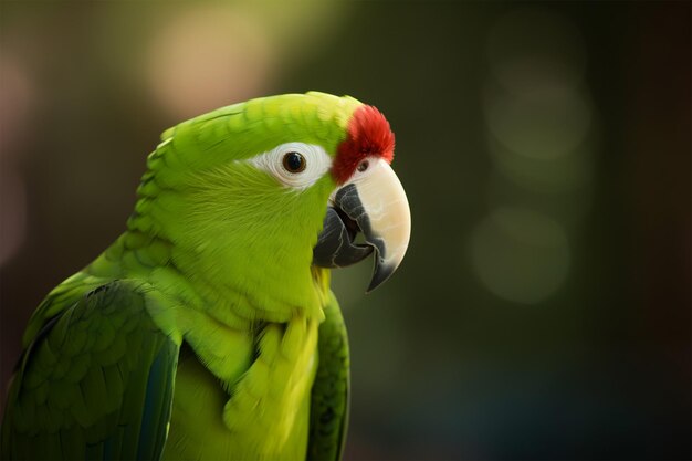 Mooie papegaai zittend op een tak en wazig oerwoud op de achtergrond World Parrot Day