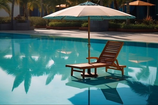 Mooie parasol en stoel rond zwembad in hotel