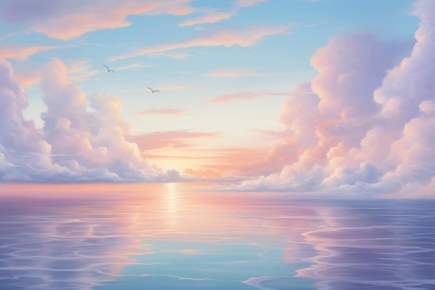 Mooie pasteltint kleur luchtreflectie op water met zonlicht