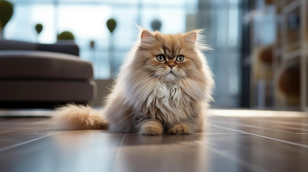 mooie perzische kat is in de kattenkamer