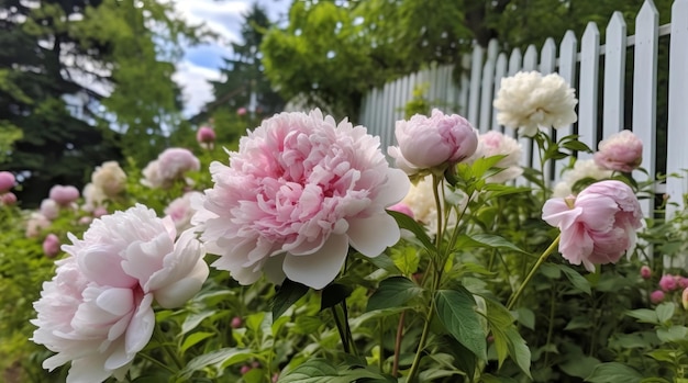 Mooie pioenen in de tuin.