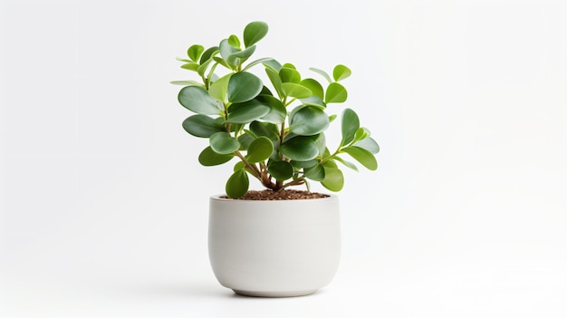 Mooie plant in een keramische pot geïsoleerd op een witte achtergrond