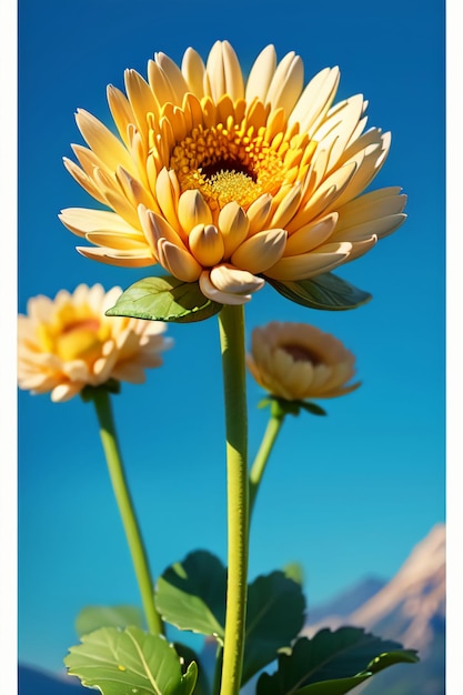 Mooie planten gele wilde chrysanthemum bloemen als zonnebloemen mooie behang achtergrond