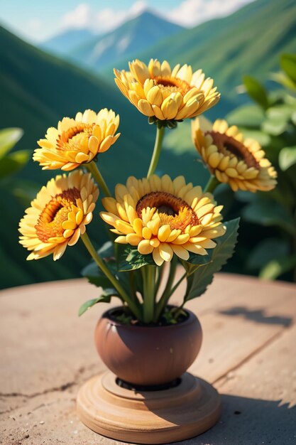 Mooie planten gele wilde chrysanthemum bloemen als zonnebloemen mooie behang achtergrond