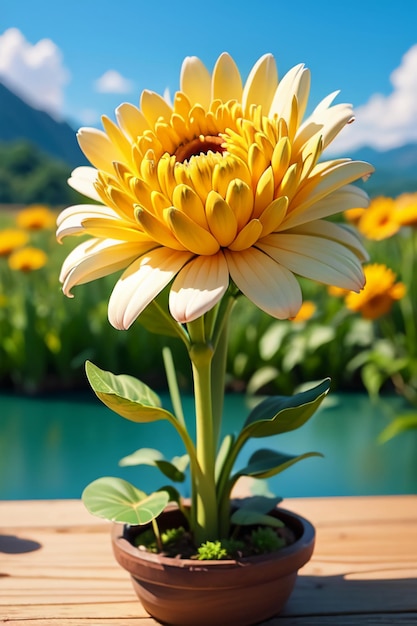 Mooie planten gele wilde chrysanthemum bloemen als zonnebloemen mooie behang achtergrond