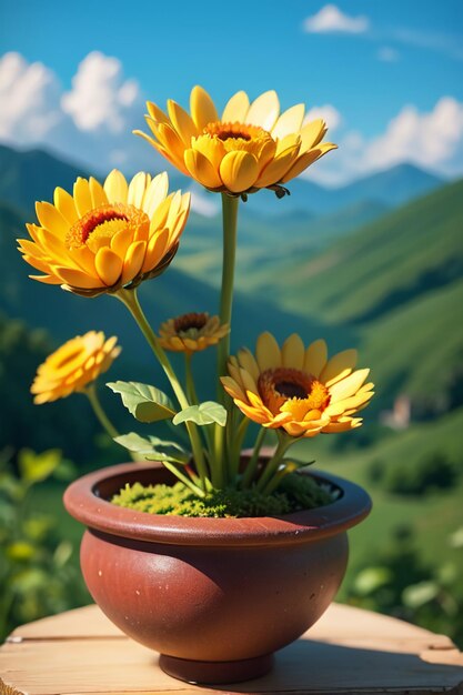 Mooie planten gele wilde chrysanthemum bloemen als zonnebloemen mooie behang achtergrond