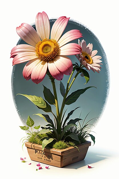 Mooie potbloemen close-up eenvoudige achtergrond poster omslag behang reclame ontwerp