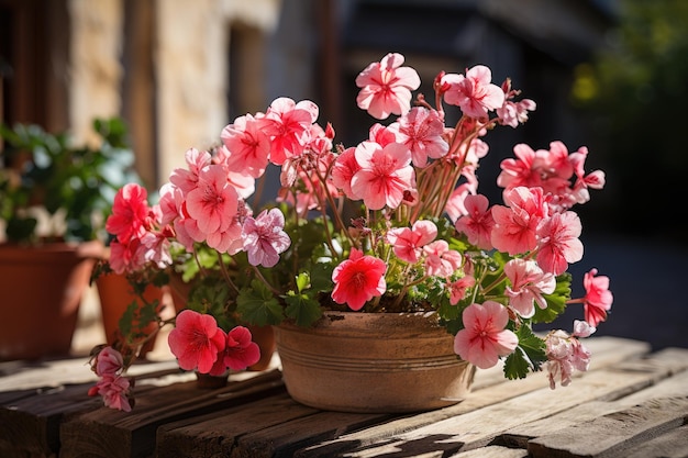 Mooie potten met bloemen.