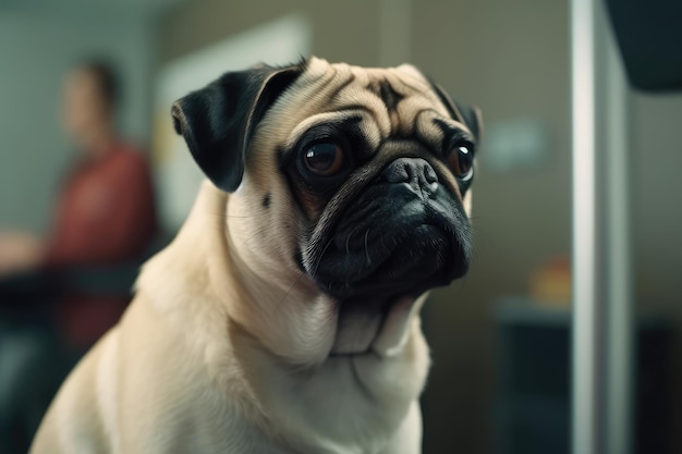 Mooie pug hond bij de dierenarts.