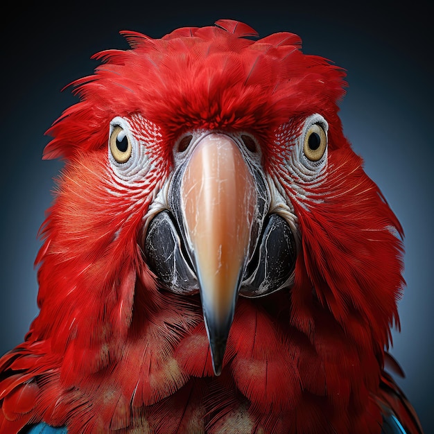 Mooie rode ara papegaai extreme close-up generatieve AI