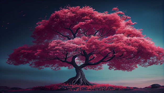 Mooie rode boom Natuur backgroundgeneratieve ai