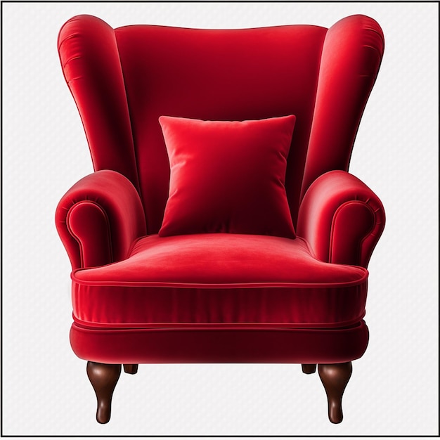 mooie rode fauteuil met rode voorzichtigheid op witte achtergrond
