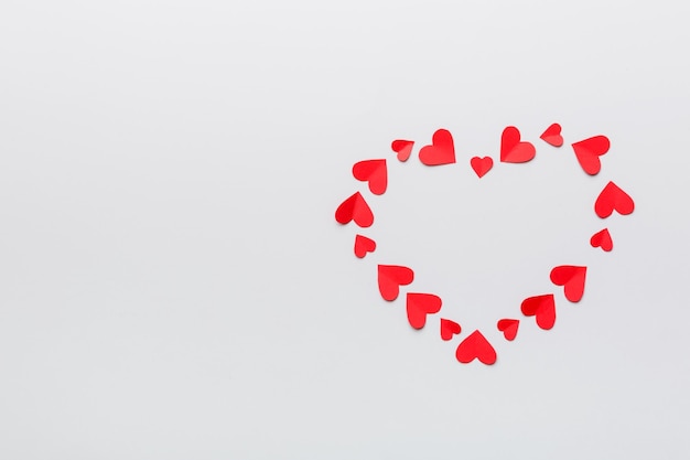 Mooie rode hart frame valentine dag achtergrond bovenaanzicht met kopie ruimte