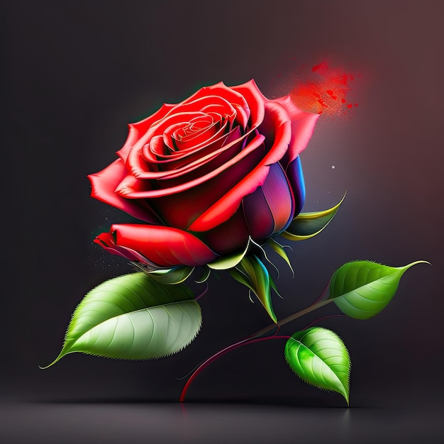 Mooie rode roos met verfspatten