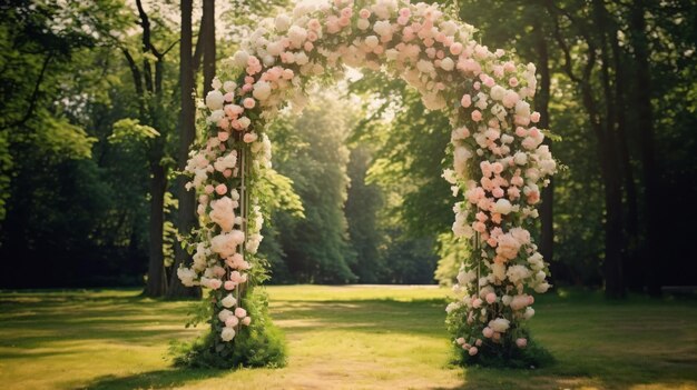 Mooie romantische rustieke feestelijke bruiloft bloemenboog