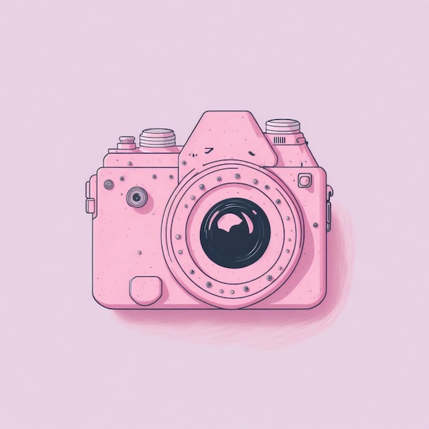 Foto mooie roze camera ilustration-stijl