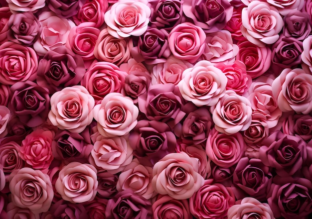 Foto mooie roze en rode kunstrozen als achtergrond voor valentijnsdag