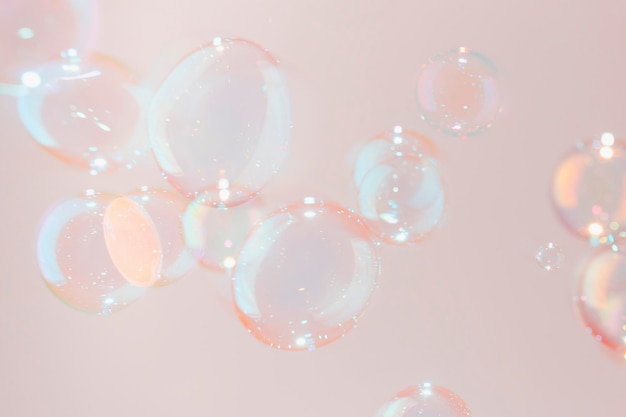 Mooie Roze Glanzende Transparante Zeepbellen Achtergrond Zeep Sud Bellen Water