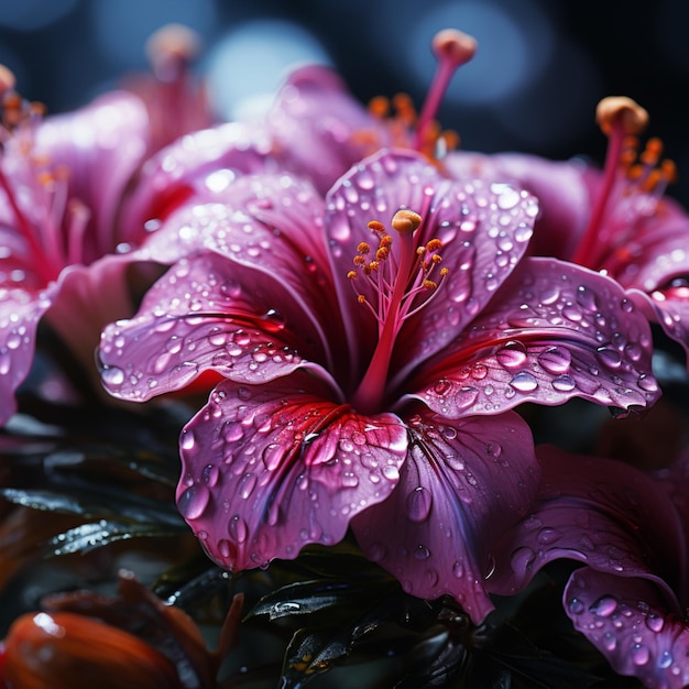 Mooie roze Hawaiiaanse hibiscus tropische bloemen foto's AI gegenereerde kunst