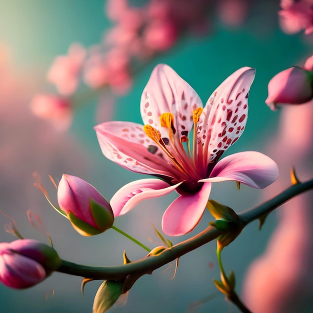 Mooie roze kersen prunus ceramides wilde Himalaya kersen als sakura bloemen bloeien in het noorden