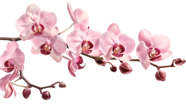 Foto mooie roze orchidee bloemen op een witte achtergrond eenvoudig en elegant natuurconcept perfect voor huisdecoratie en drukmateriaal ai