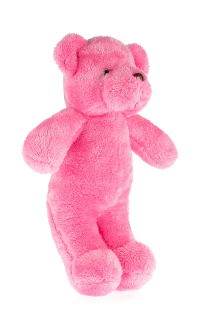 mooie roze teddybeer geïsoleerd op witte achtergrond