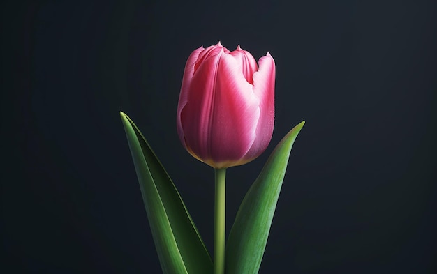 Mooie roze tulp op donkere achtergrond