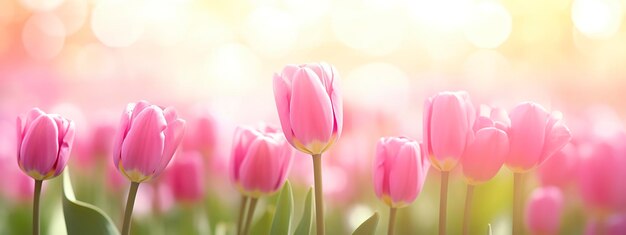 Mooie roze Tulp op een vage lente zonnige achtergrond Generatieve AI