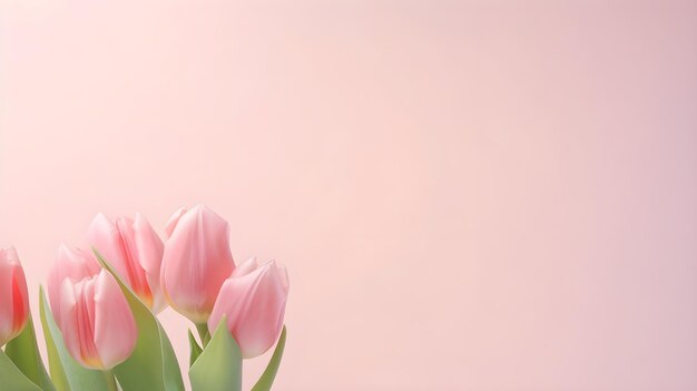 Mooie roze tulpen op een roze achtergrond Plaats voor tekst