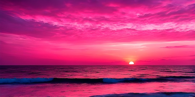 Mooie roze zonsondergang over het strand