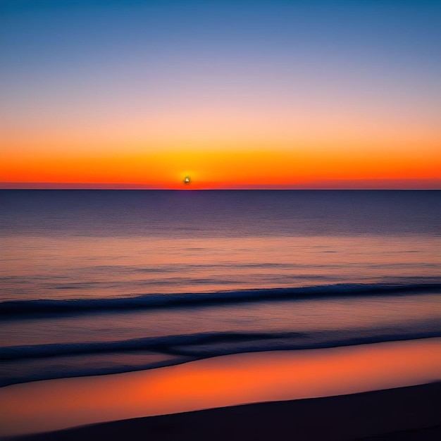 Mooie Serene Zonsondergang Boven Een Kalme Oceaan