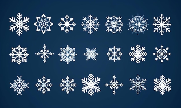 Mooie set sneeuwvlokken kerstontwerp elementen bevroren symbool
