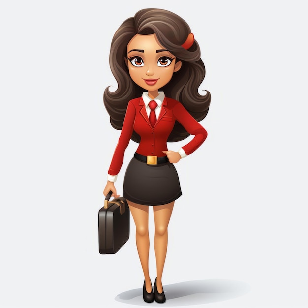 Mooie stewardess in rode jurk Generatieve AI
