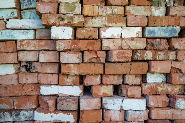 Mooie textuur oude baksteen van grote muur blok natuurlijke structuur close-up
