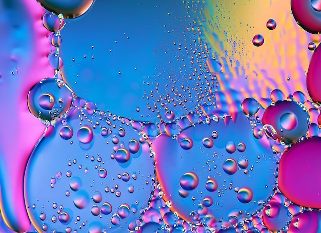 Mooie textuur van vloeibare bubbels Abstract patroon achtergrond heldere tinten kleuren